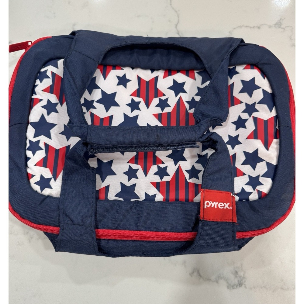 Pyrex Patriotic Insulated Carrier 9x14x3  Beautiful Condition Holiday Perfect